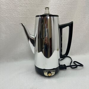 Vintage GE 8P15 Immersible Electric Coffee Percolator Chrome 9 Cup Complete
